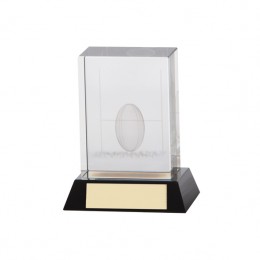 Glass Hologram Rugby trophy